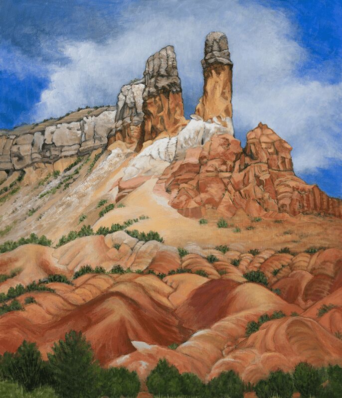 Ghost Ranch Chimneys #2, From the West Acrylic on Canvas 24 x 30