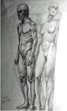 Nude Figure Leaning Forward