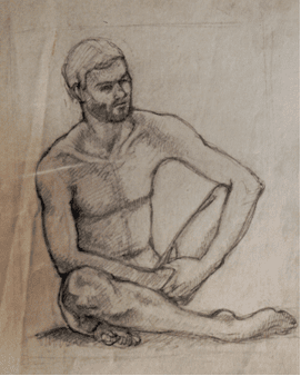 Nude Man Sitting Crosslegged
