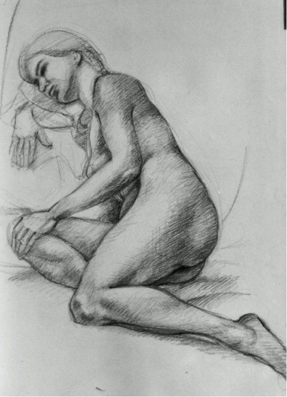Nude Woman Reclining on Right Side
