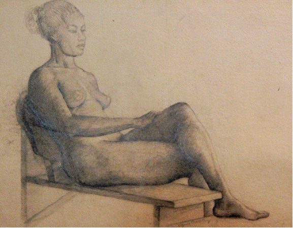 Nude Woman Sitting on Bench