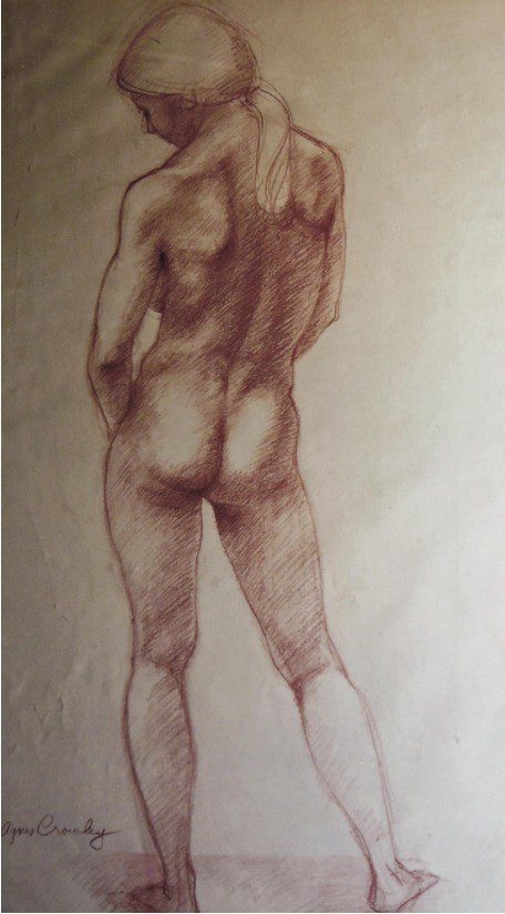 Nude Woman Standing, From the Back, Pony Tail