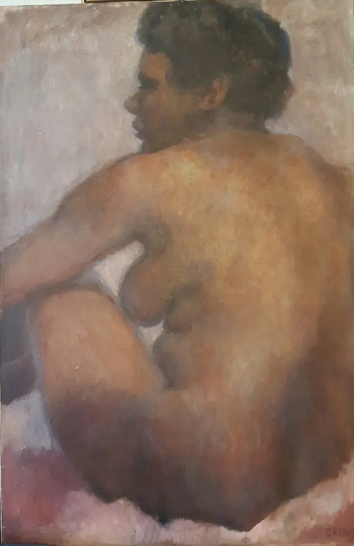 A nude figure in repose acrylic painting artwork