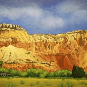 A painting of ghost ranch mesa crown